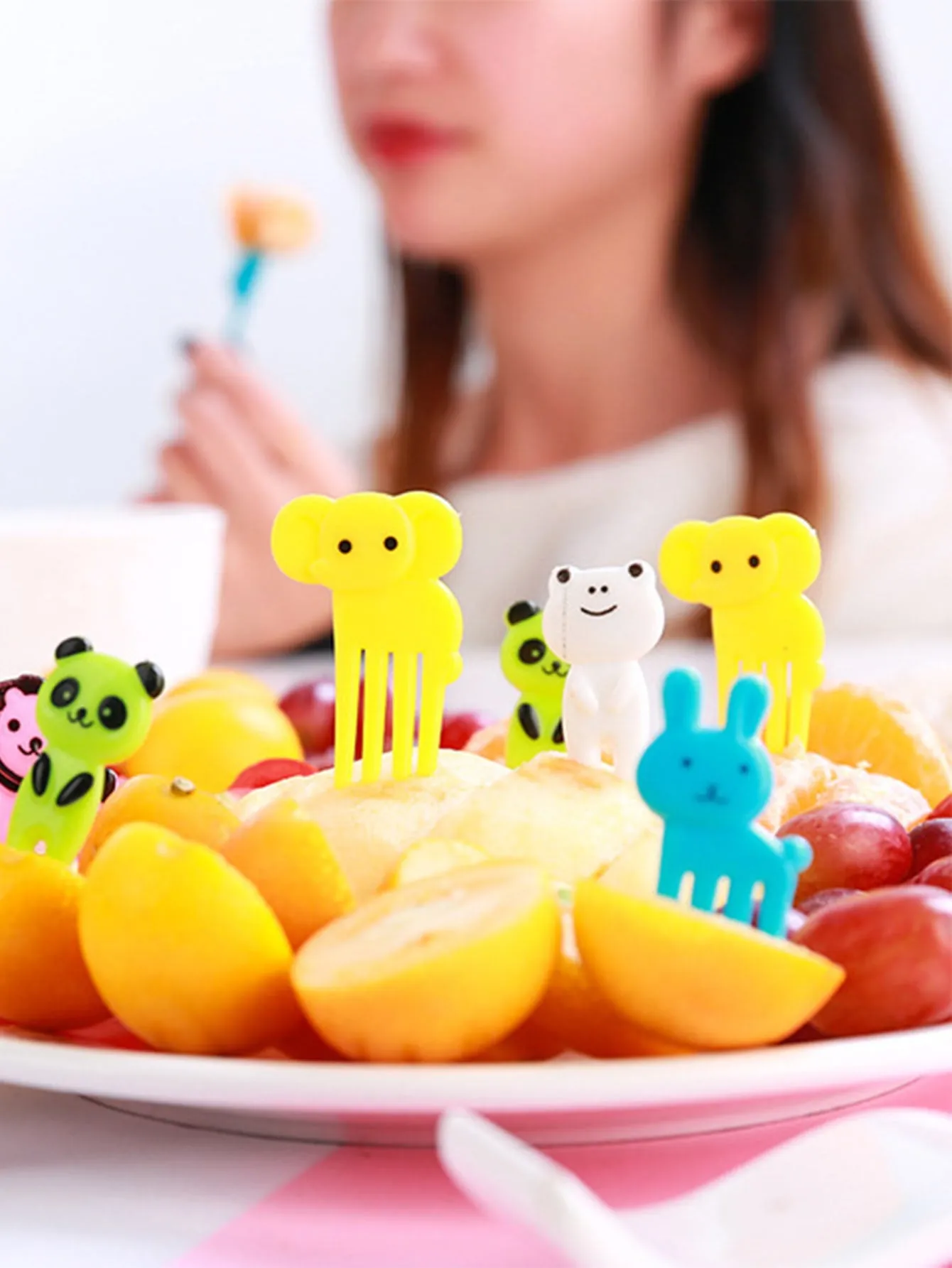 10pcs Cartoon Mini Fruit Fork