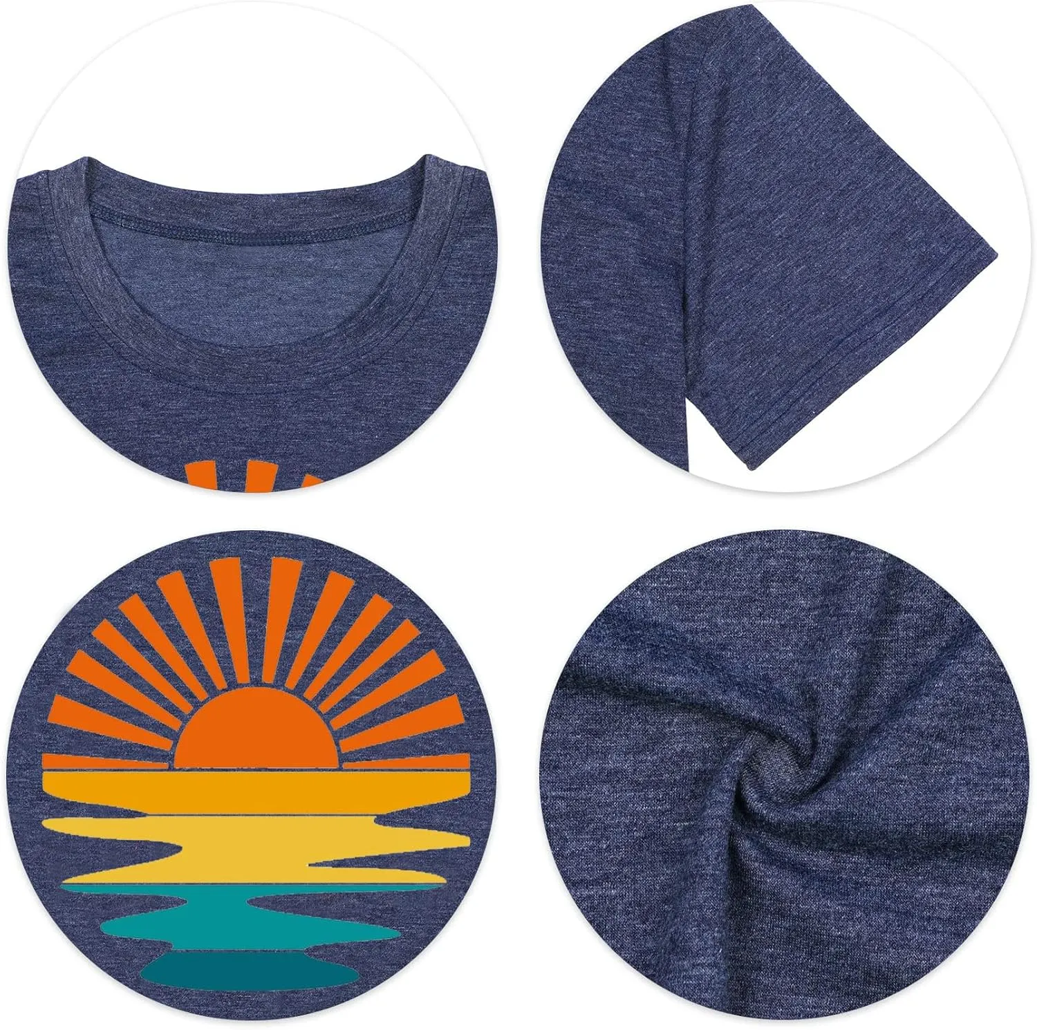 Adventure T-Shirt Women Mountain Hiking Workout Shirts Sunset Sunrise Wavy Camping Outdoor Short Sleeve Tee Tops