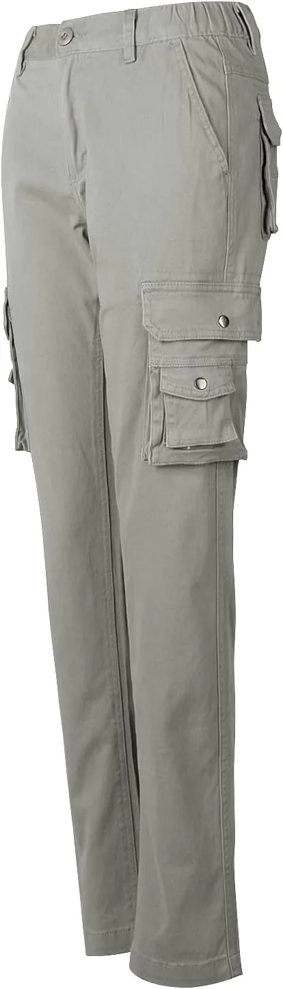Aeslech Women's Cotton Stretch Casual Cargo Pants Como Combat Straight Leg with Multi Pockets