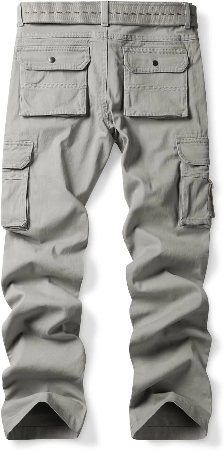 Aeslech Women's Cotton Stretch Casual Cargo Pants Como Combat Straight Leg with Multi Pockets