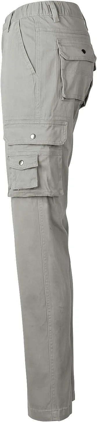 Aeslech Women's Cotton Stretch Casual Cargo Pants Como Combat Straight Leg with Multi Pockets
