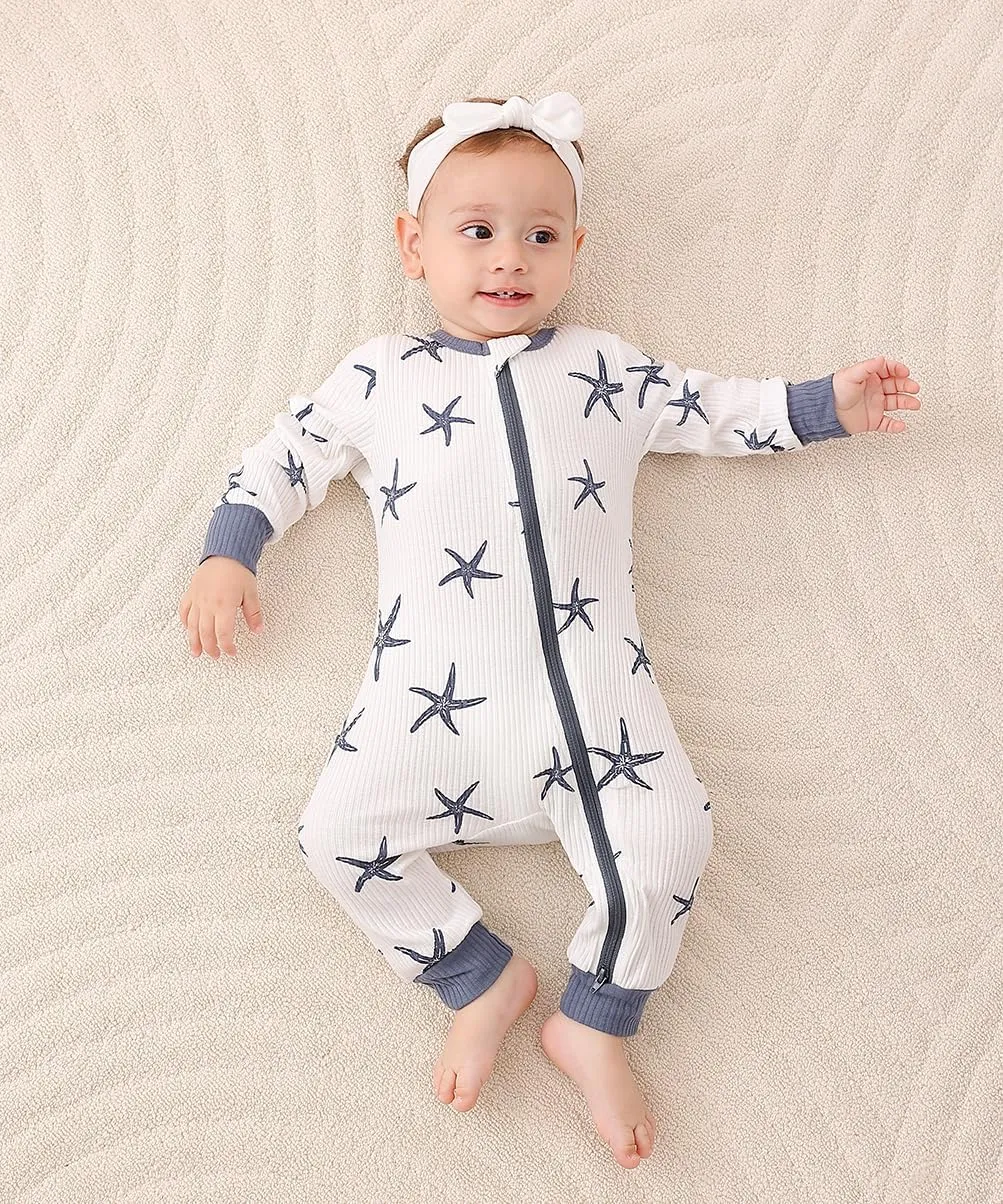 Bafeicao Unisex Baby Boy Girl 2/3 Pack Rompers Long Sleeve 2 Way Zipper One Piece Jumpsuits Clothes Sets