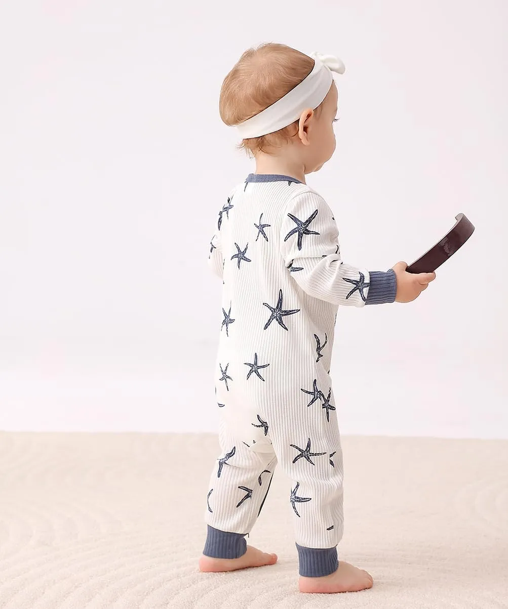 Bafeicao Unisex Baby Boy Girl 2/3 Pack Rompers Long Sleeve 2 Way Zipper One Piece Jumpsuits Clothes Sets