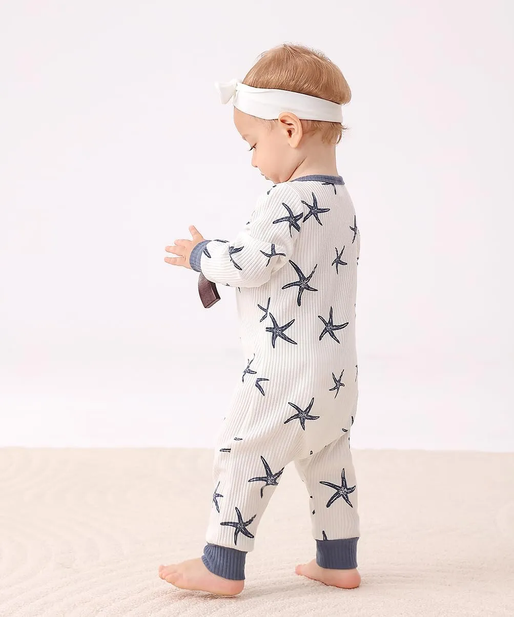 Bafeicao Unisex Baby Boy Girl 2/3 Pack Rompers Long Sleeve 2 Way Zipper One Piece Jumpsuits Clothes Sets