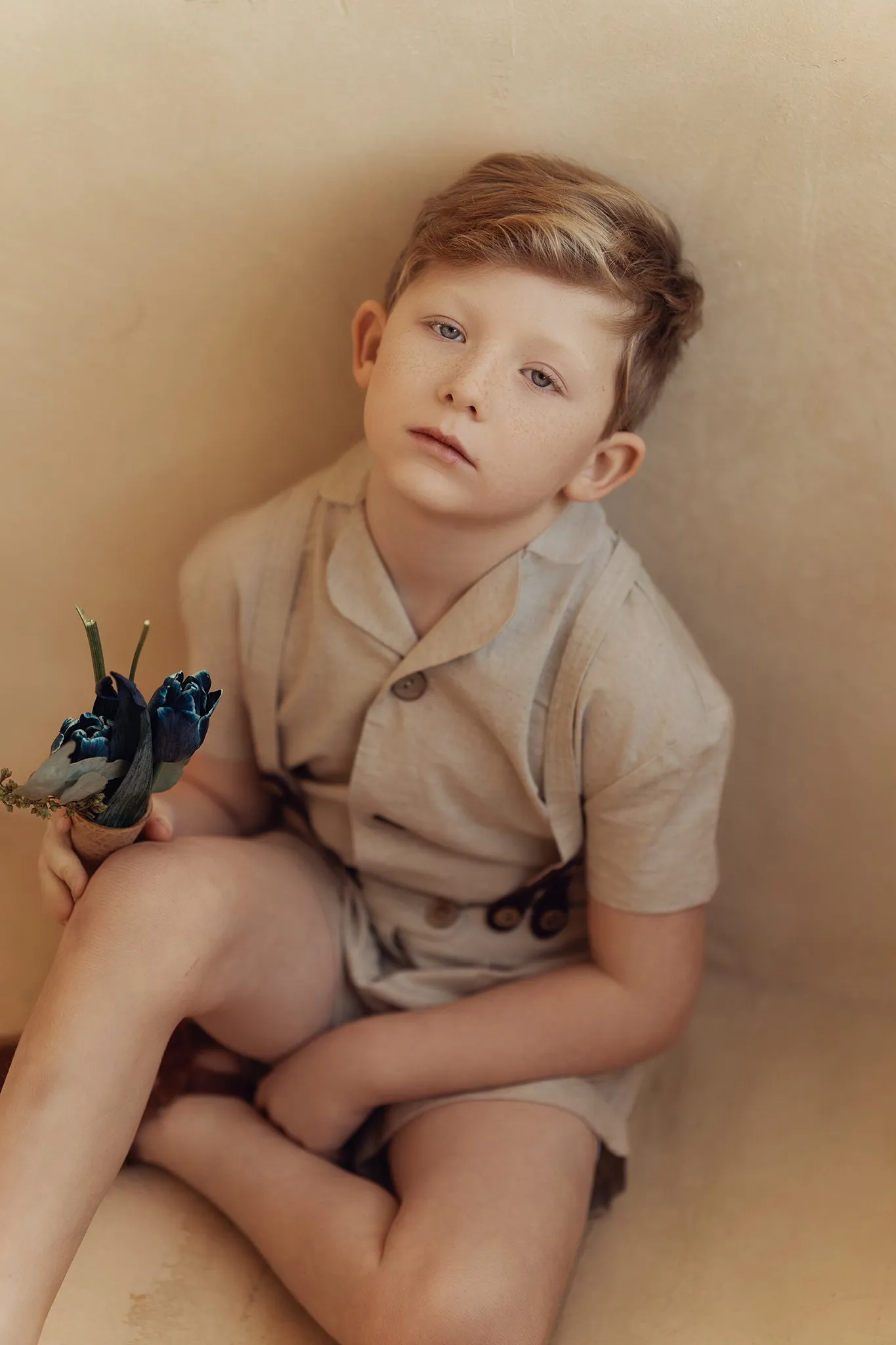 BAMBOO OATMEAL LINEN BUTTON DOWN TOP [FINAL SALE]