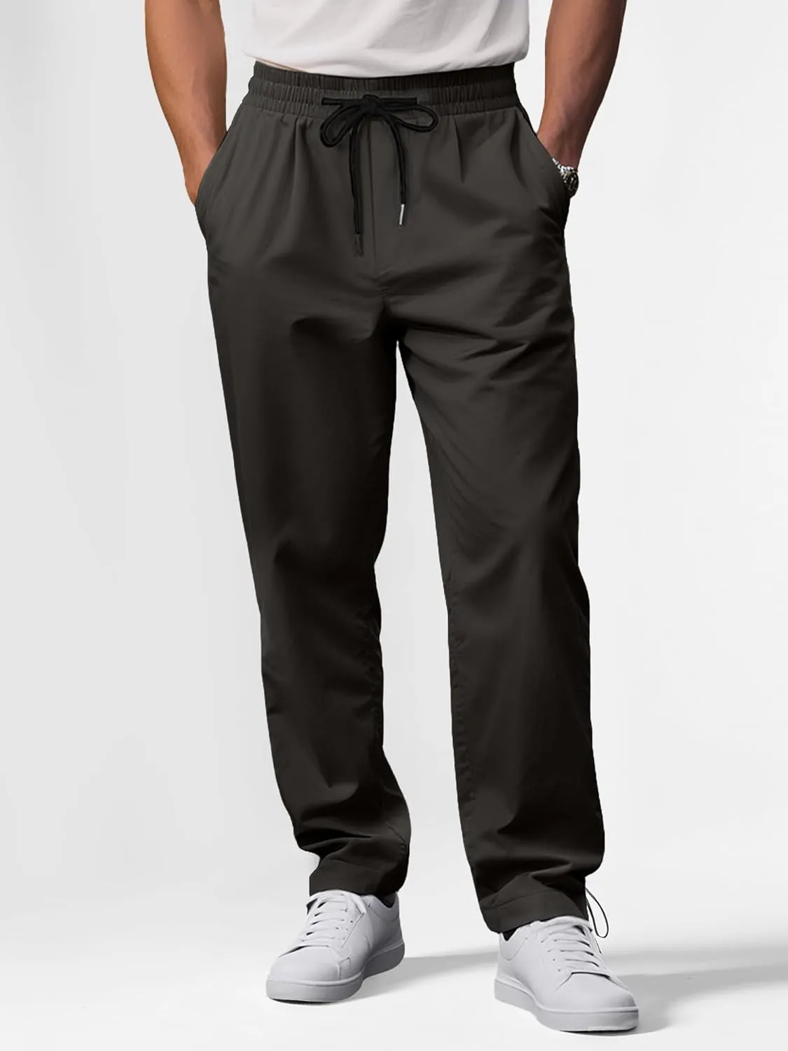 Comdecevis Mens Casual Pants Drawstring Joggers Sweatpants with Pockets Loose Fit Cargo Pants