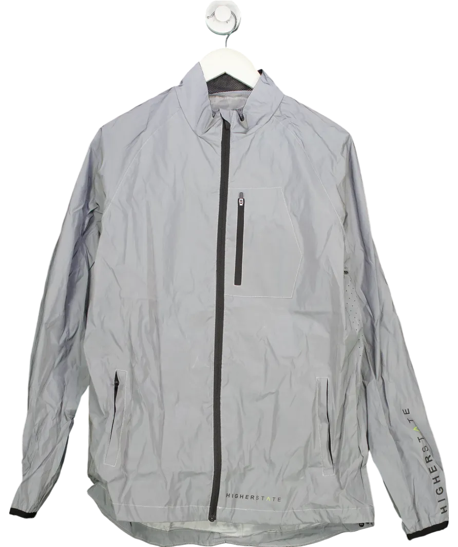 Grey Higher State All Over Reflect Hooded Women's Running Jacket UK M