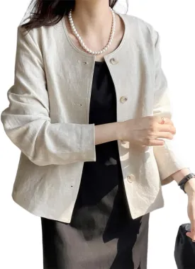 IDEALSANXUN Womens Linen Jackets Spring Summer Lightweight Linen Blazer Cardigan Tops