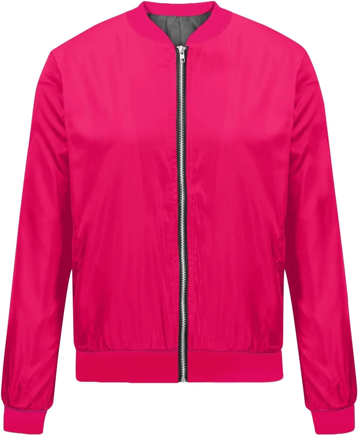 Jackets for Women Lightweight Zip Up Bomber Jacket with Pockets Stand Collar Windproof Outwear Fashion Fall Coat