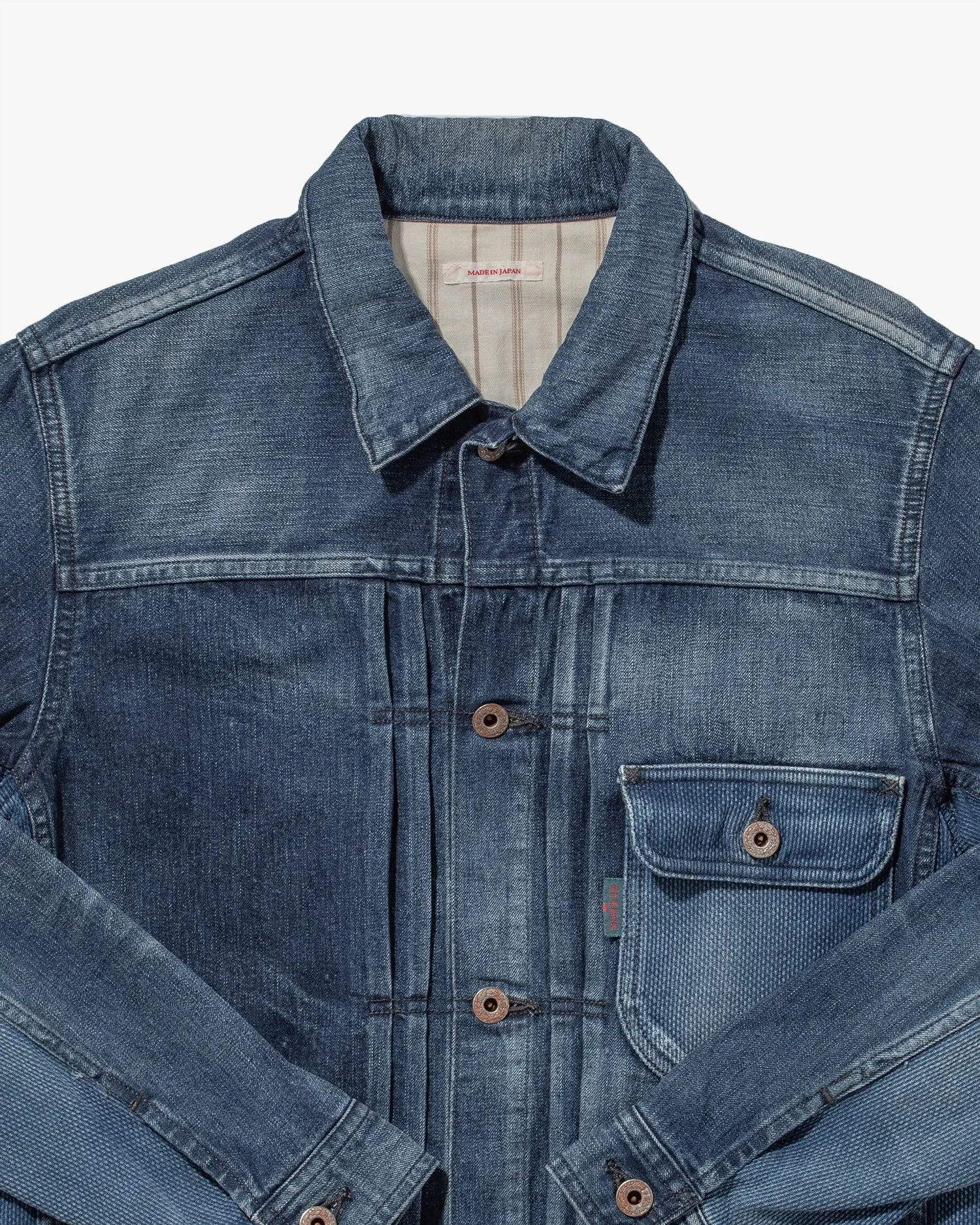 Japanese Repro Type 1 Denim Trucker Jacket With Sashiko Fabric, Eternal Brand