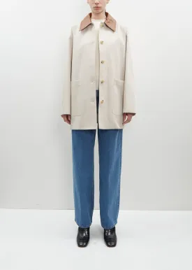 Leather-Collar Cotton Barn Jacket