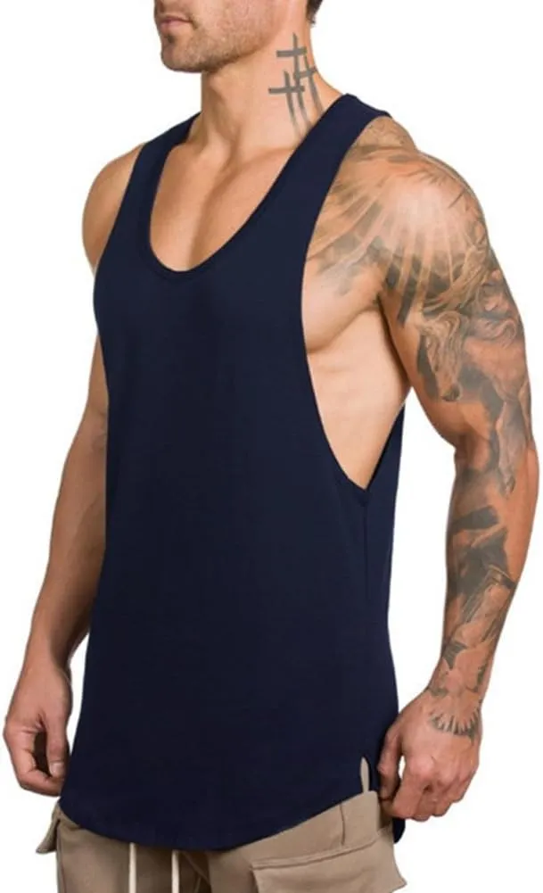 Men's Muscle Gym Workout Stringer Tank Tops Bodybuilding Fitness T-Shirts T01