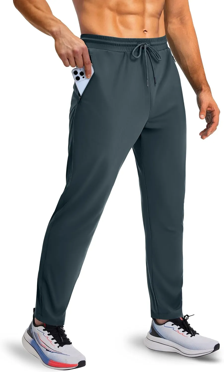 Men's Sweatpants with Zipper Pockets, Athletic Joggers Pants for Running, Workout, Outdoor