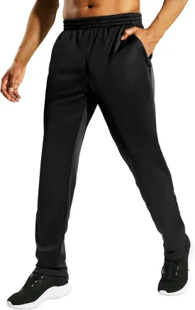MIER Mens Sweatpants with Pockets, Athletic Training Track Jogger, Soccer Warm-up Pants with Zipper Ankle