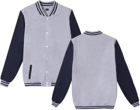 Mowbeat Women Baseball Jacket Varsity Uniform Unisex Adult Long Sleeve Casual Loose Cardigan Men's Track Jacket
