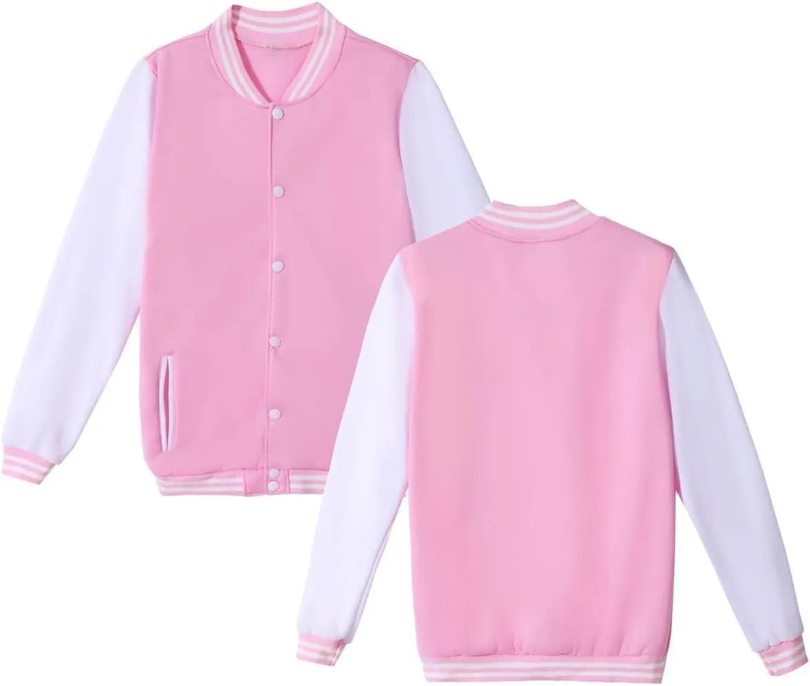 Mowbeat Women Baseball Jacket Varsity Uniform Unisex Adult Long Sleeve Casual Loose Cardigan Men's Track Jacket