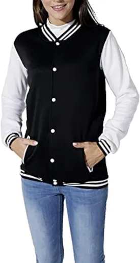 Mowbeat Women Baseball Jacket Varsity Uniform Unisex Adult Long Sleeve Casual Loose Cardigan Men's Track Jacket