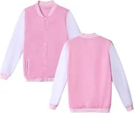 Mowbeat Women Baseball Jacket Varsity Uniform Unisex Adult Long Sleeve Casual Loose Cardigan Men's Track Jacket