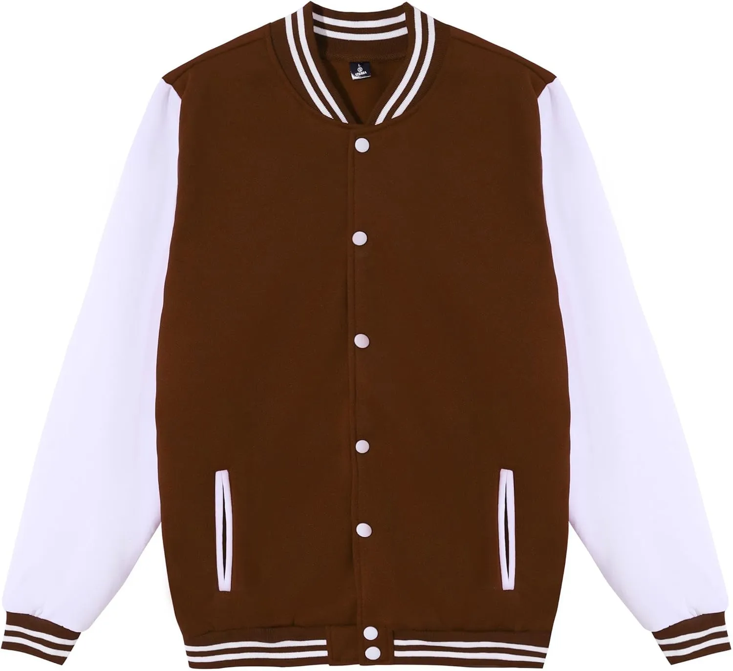 Mowbeat Women Baseball Jacket Varsity Uniform Unisex Adult Long Sleeve Casual Loose Cardigan Men's Track Jacket
