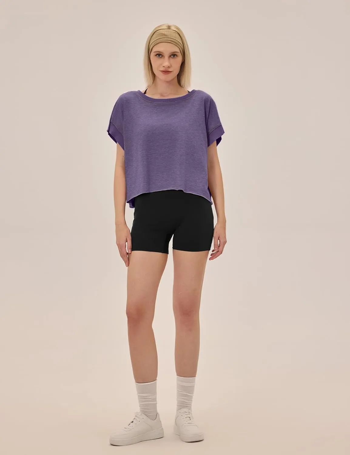 Open Back Workout Tops for Women Loose Fit Athletic Crop Tee Short Sleeve Gym Running Yoga Shirt