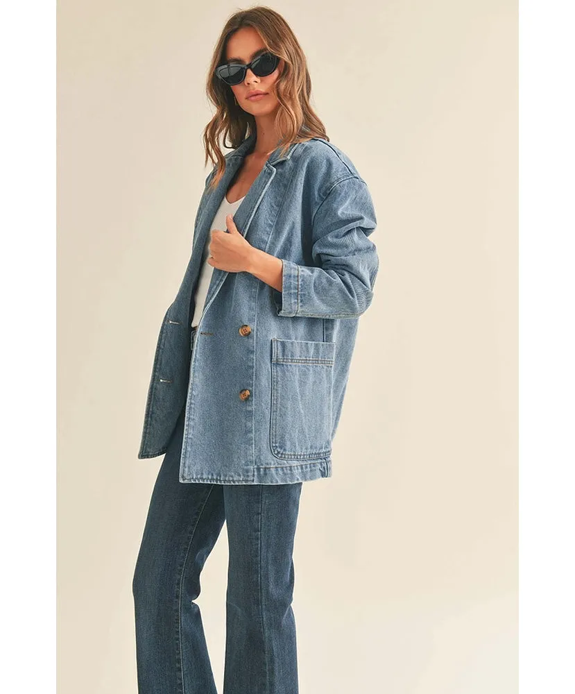 Overlap Denim Blazer