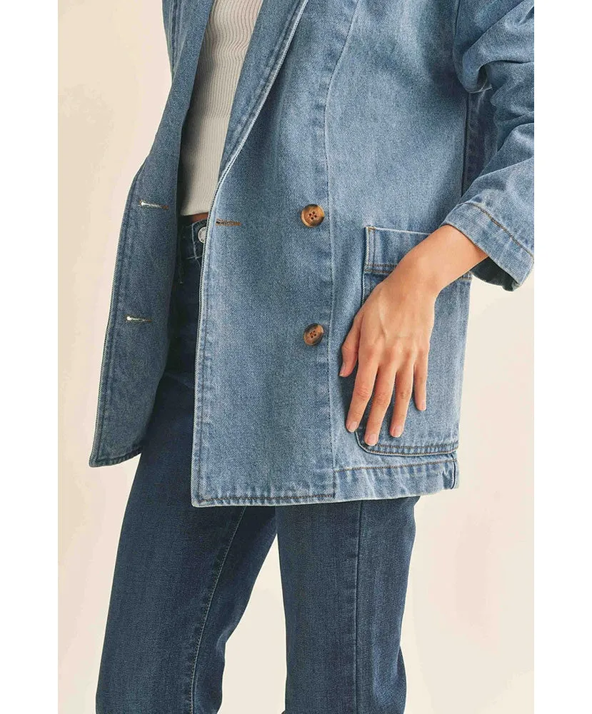 Overlap Denim Blazer