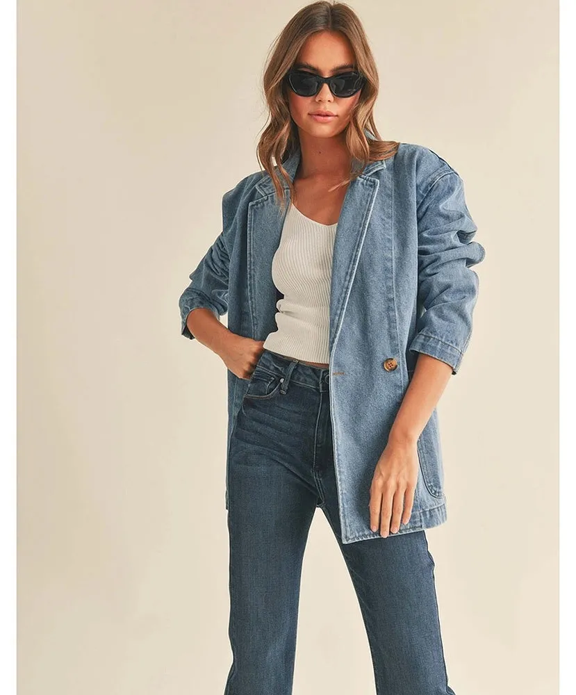 Overlap Denim Blazer