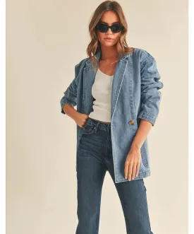 Overlap Denim Blazer