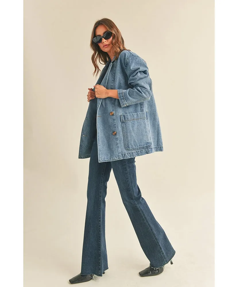 Overlap Denim Blazer