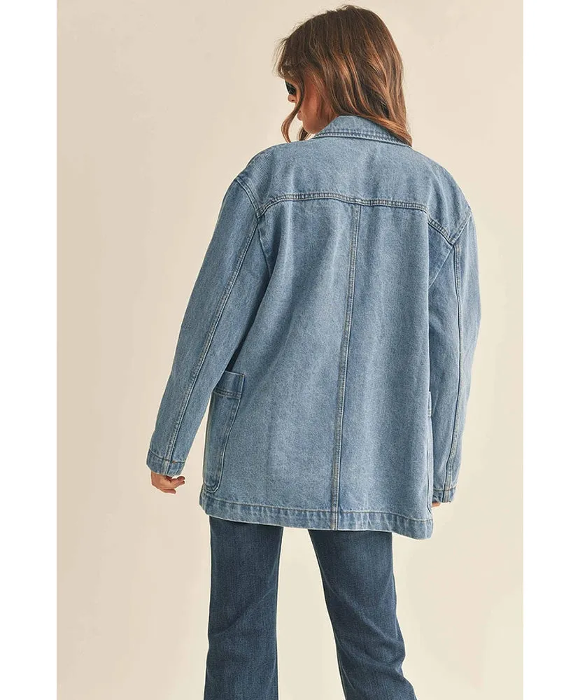 Overlap Denim Blazer