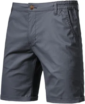 Oymyakon Men's Stretch Chino Short Slim Fit 10" Inseam Flat Front Shorts Summer Cotton Casual Shorts with Pocket