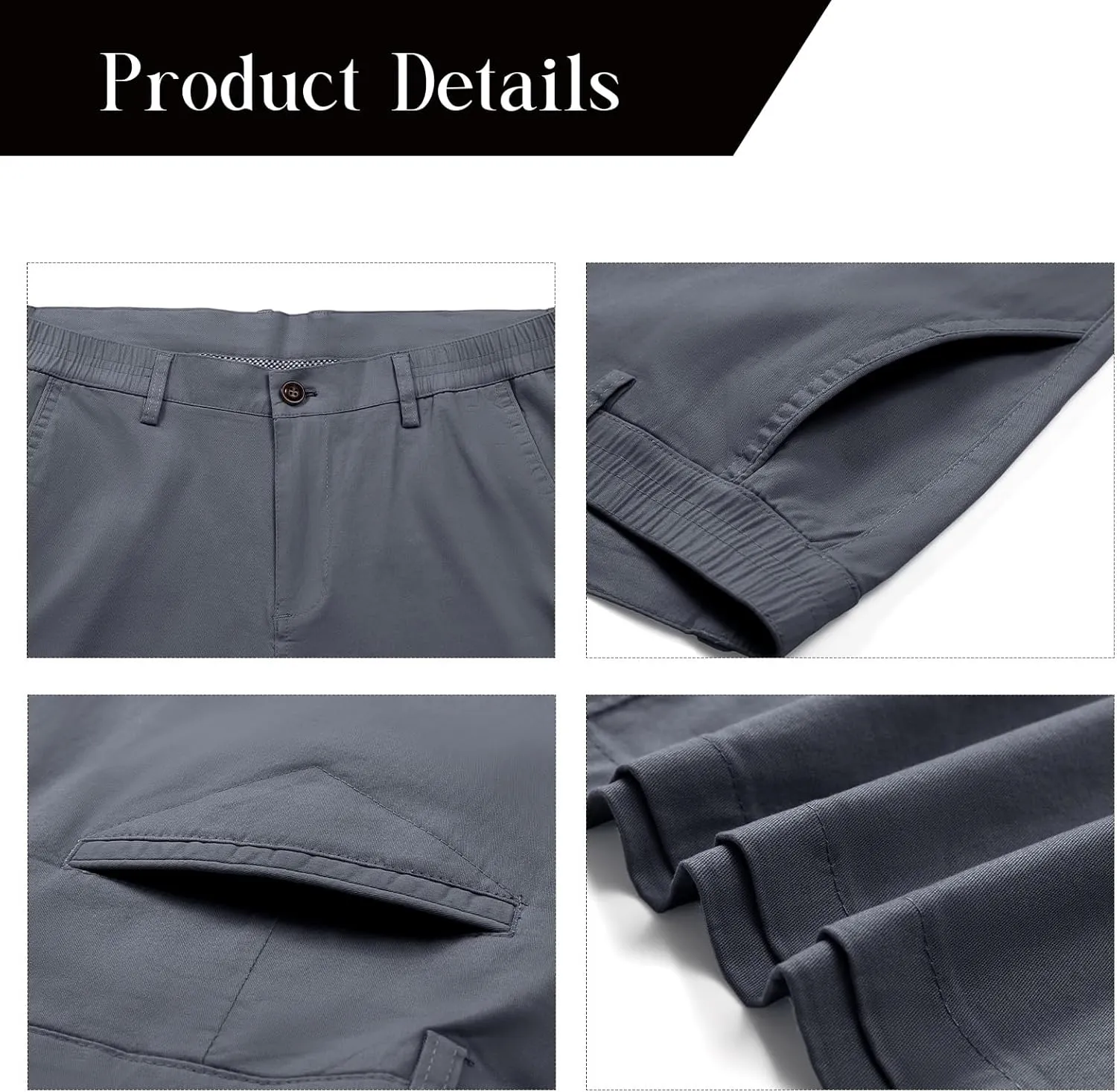 Oymyakon Men's Stretch Chino Short Slim Fit 10" Inseam Flat Front Shorts Summer Cotton Casual Shorts with Pocket