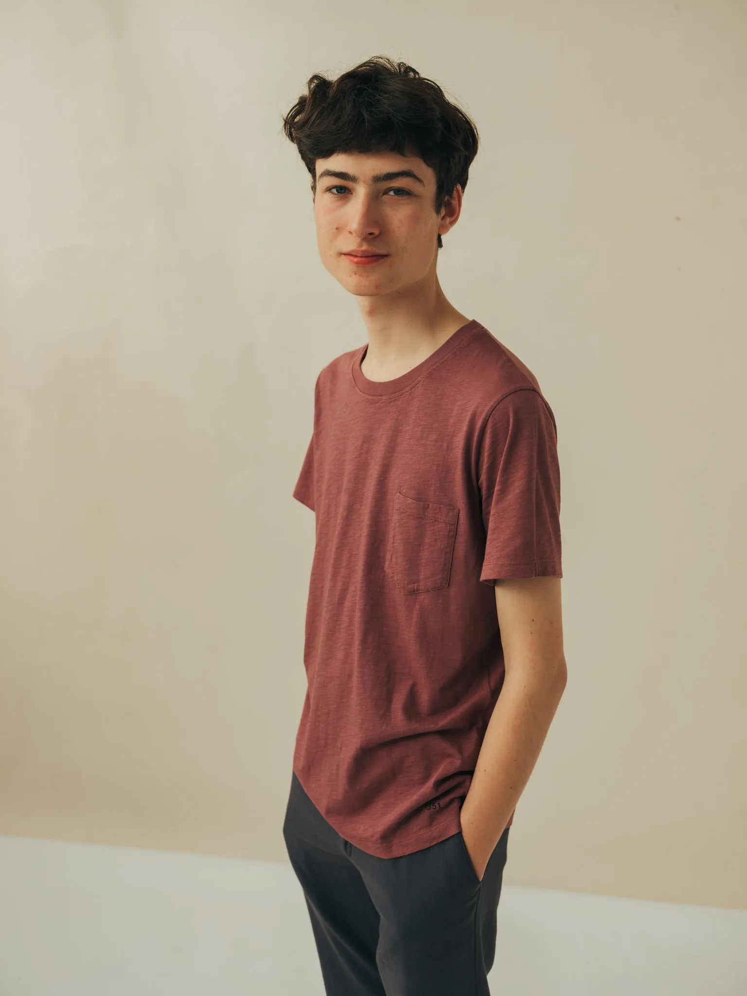 T-SHIRT REVERSIBLE RIB AUBERGINE