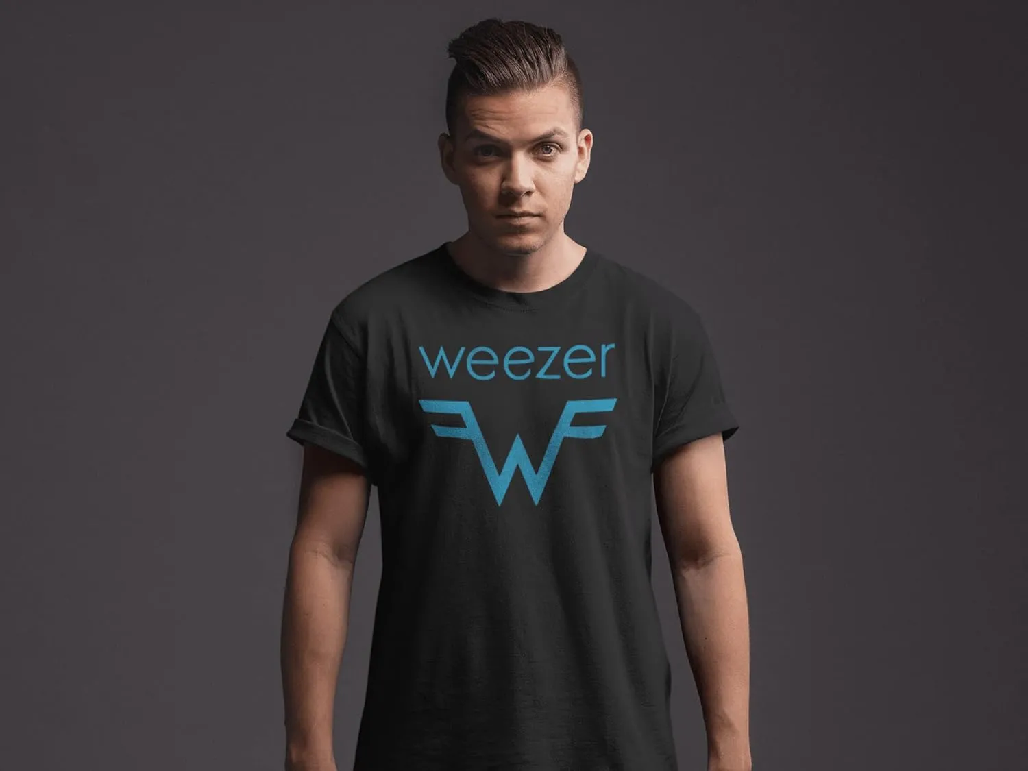 Weezer Rock Band Logo & Lyrics Front & Back Print Adult Short Sleeve T Shirts