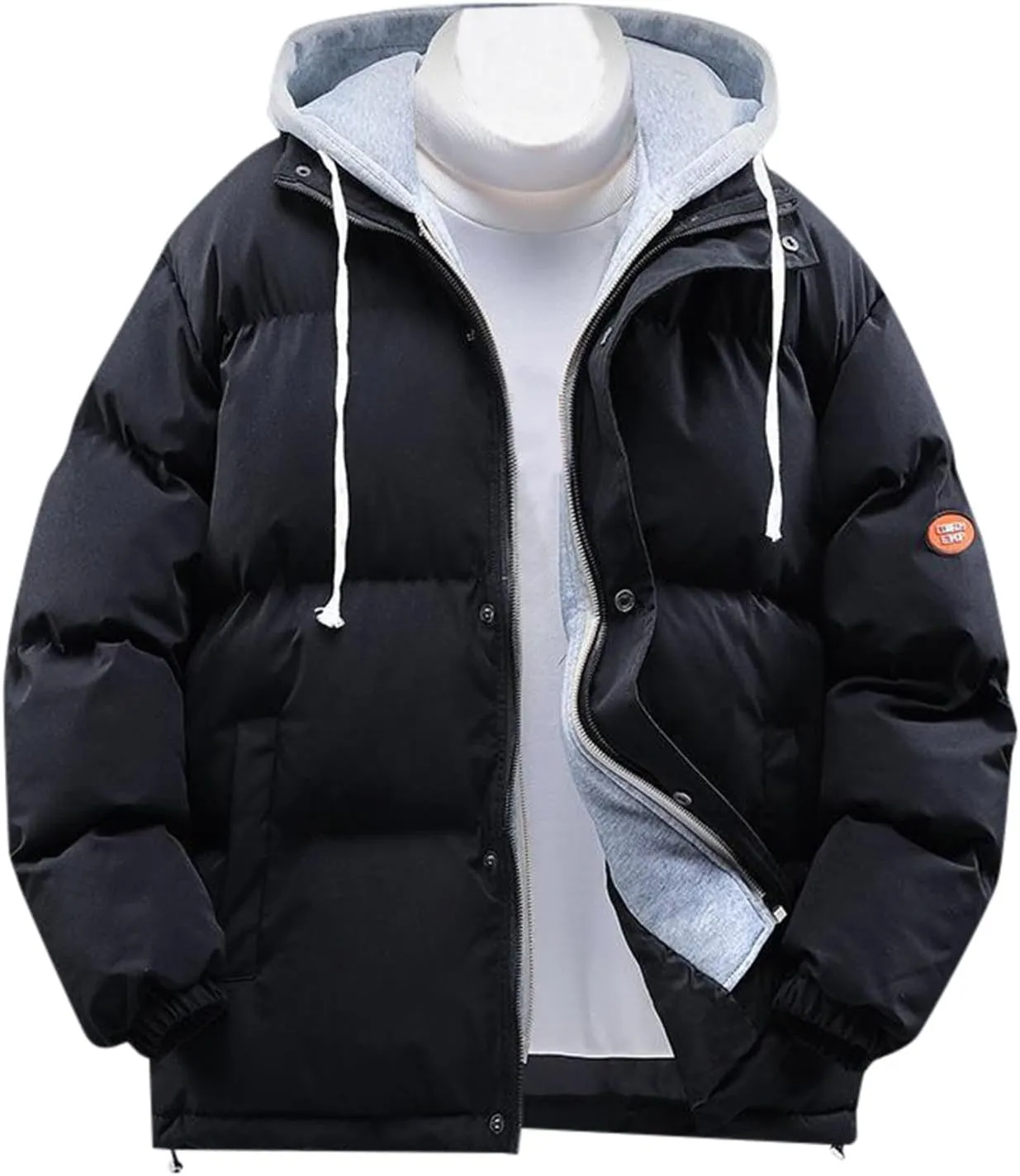 Winter Jackets for Teen Boys, Work Long Sleeve Full Zip Parka Jacket Warm Padded Jacket Outdoor Men's Puffer Vest