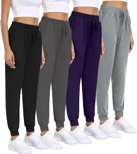 Women Joggers with Pockets,Women's Lightweight Sweatpants Soft Lounge Athletic Yoga Pants 4 Pack