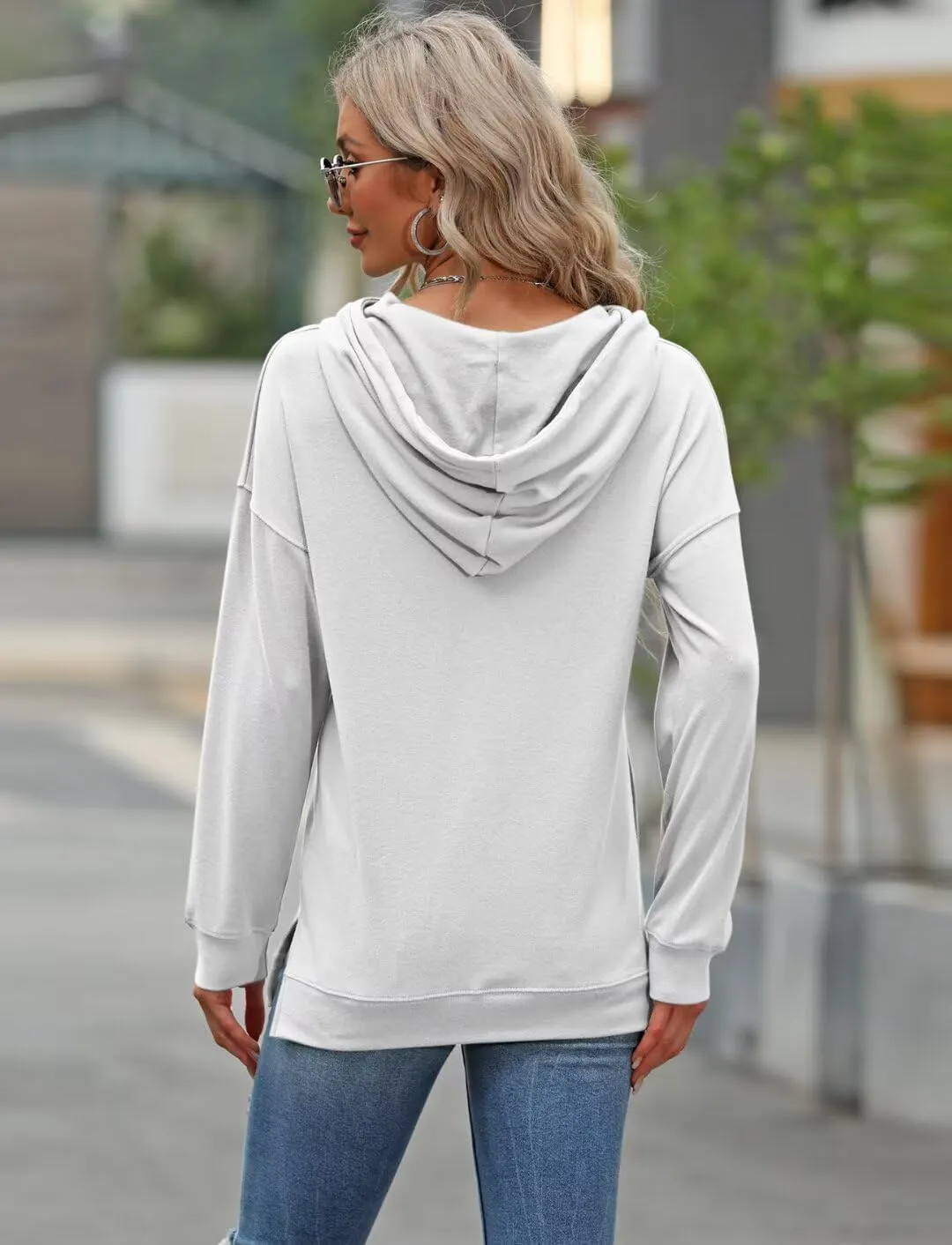Women Sunflower Graphic Hoodies Long Sleeve Pullover Drawstring Sweatshirt Loose Fit Tunic Tops