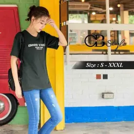 WORD PRINTED SPLIT SIDE TEE