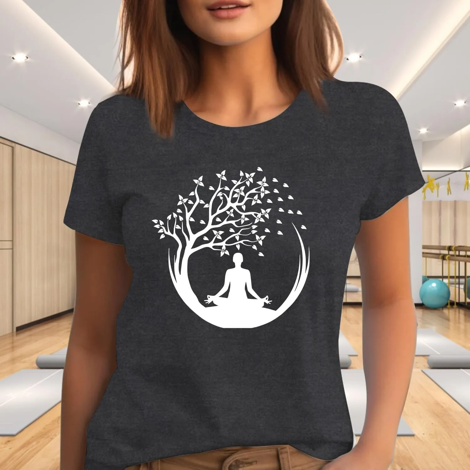 Yoga Shirt for Women Funny Pilates Workout T-Shirt Fitness Lover Tee Tops