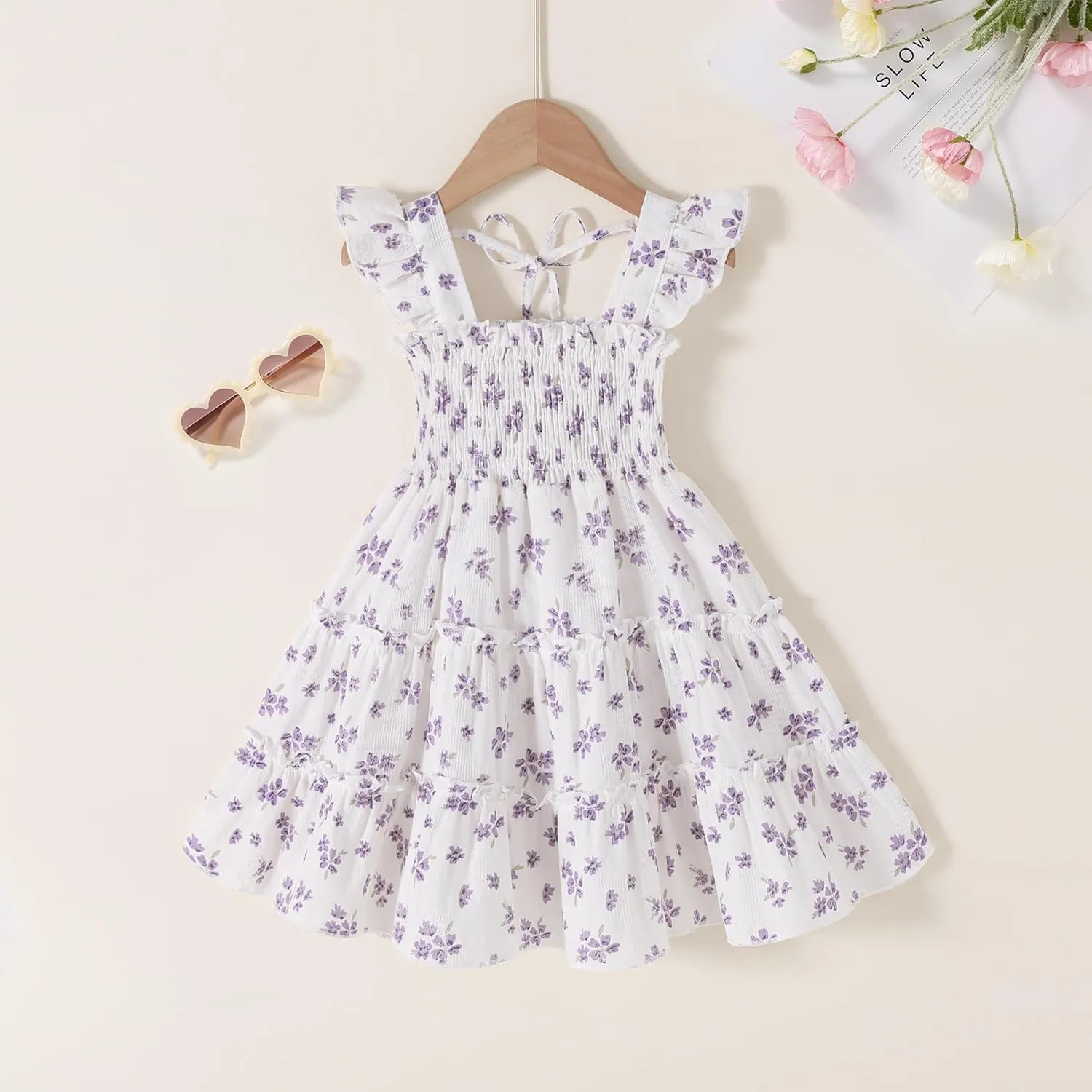 YOUNGER TREE Toddler Girl Dress Kids Sleeveless Ruffle Dresses for Girls Summer Outfits Beach Sundress