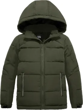 ZSHOW Boys' Hooded Puffer Jacket Waterproof Warm Winter Coat Soft Fleece Lined Outerwear Jacket